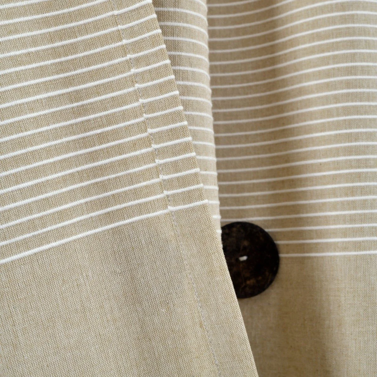 Farmhouse Button Stripe Yarn Dyed Woven Cotton Blend Window Curtain Panel Set - Image 8