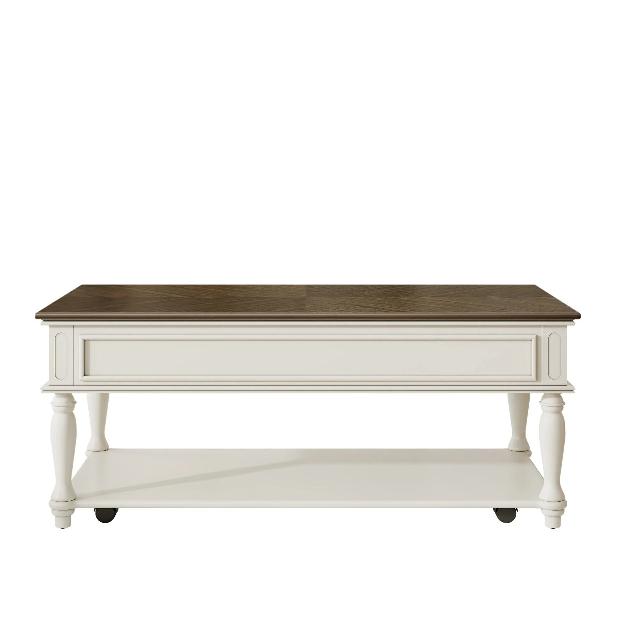 Farmhouse Coffee Table with One Drawer in Grey and White - Image 11