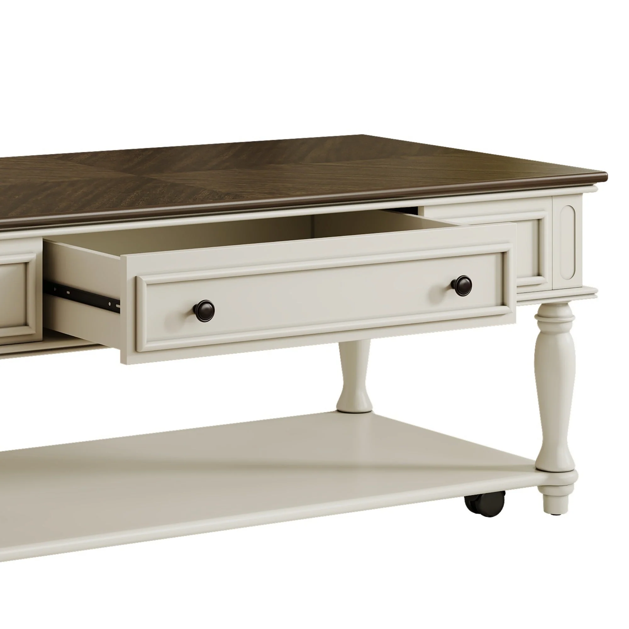 Farmhouse Coffee Table with One Drawer in Grey and White - Image 12