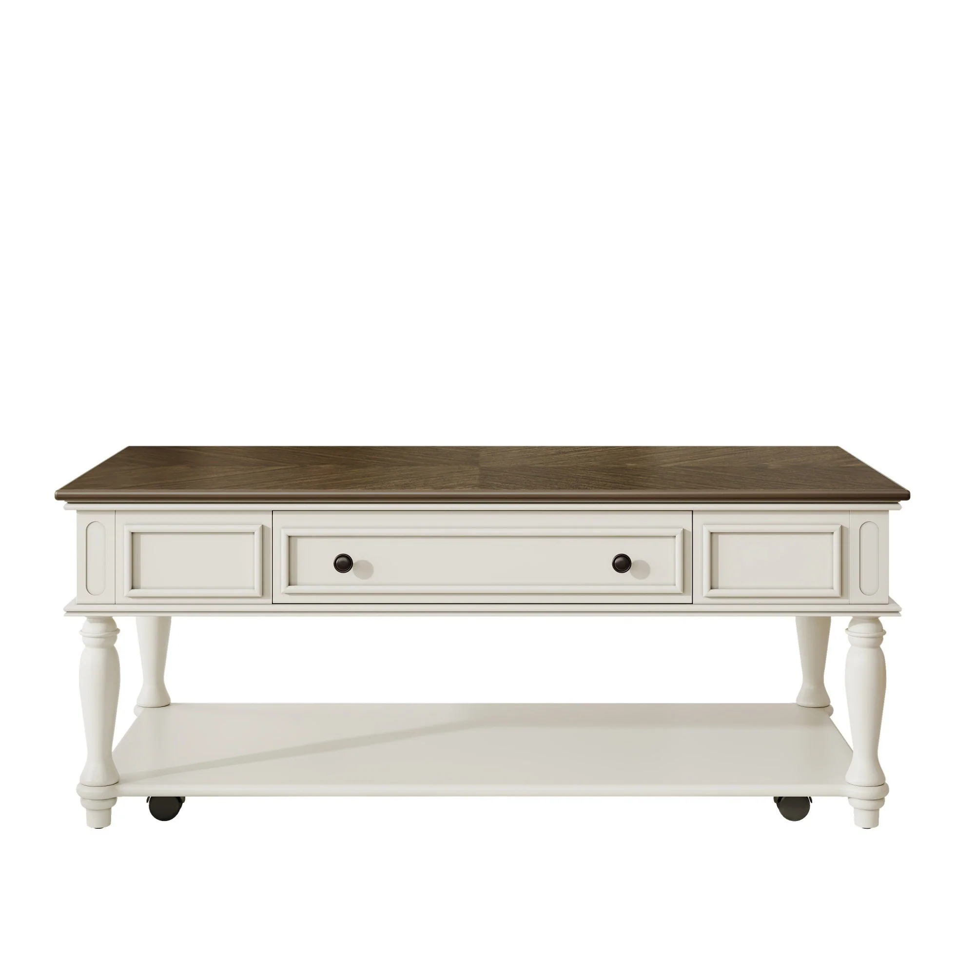 Farmhouse Coffee Table with One Drawer in Grey and White - Image 8