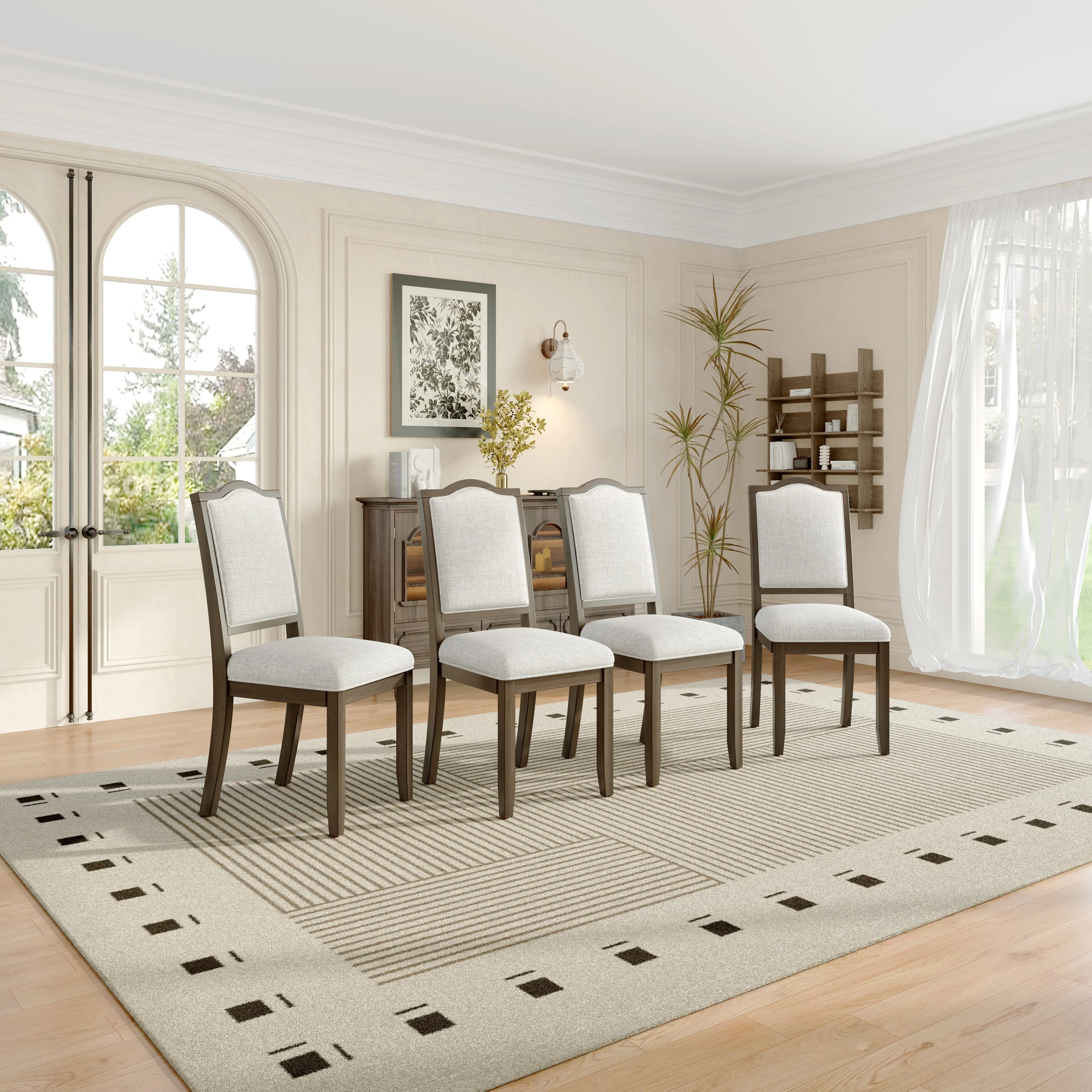 Farmhouse Dining Chairs Set of 4, Upholstered High Back - Image 17