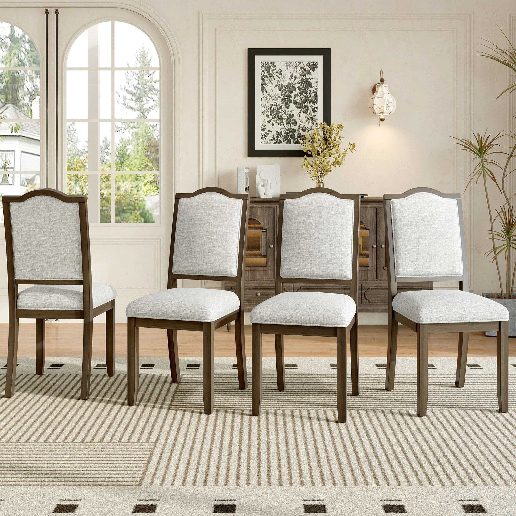 Farmhouse Dining Chairs Set of 4, Upholstered High Back - Image 2