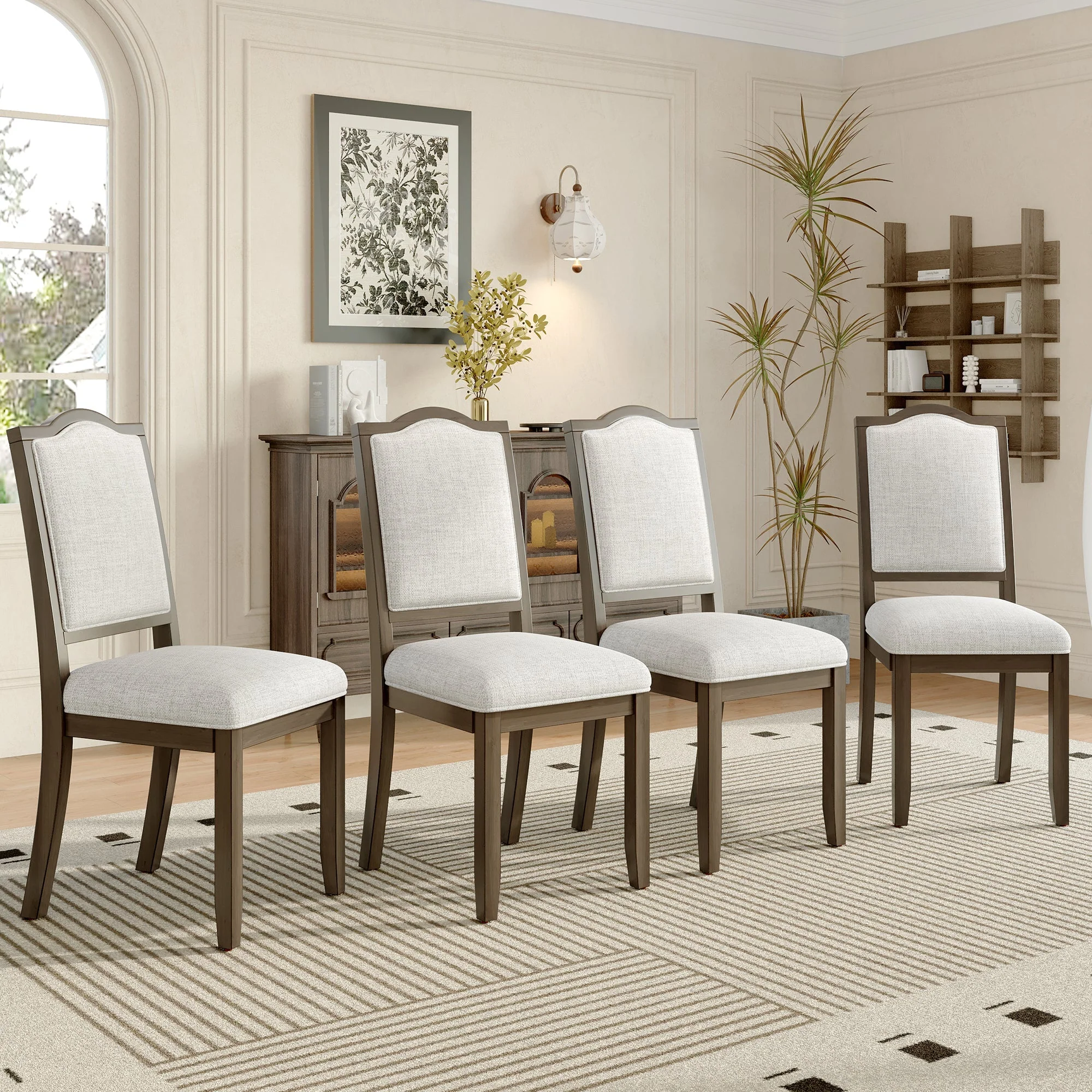 Farmhouse Dining Chairs Set of 4, Upholstered High Back - Image 3