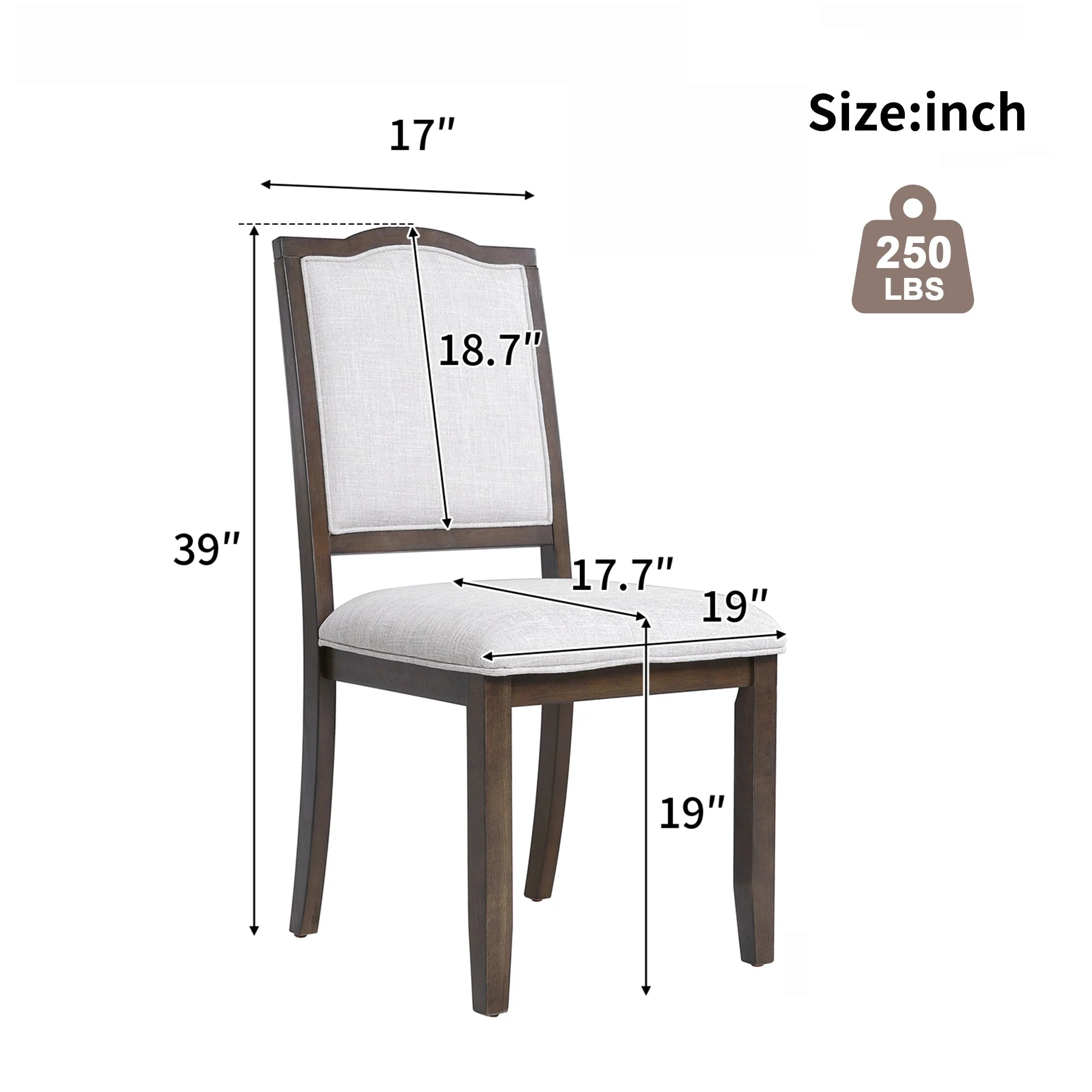 Farmhouse Dining Chairs Set of 4, Upholstered High Back - Image 4
