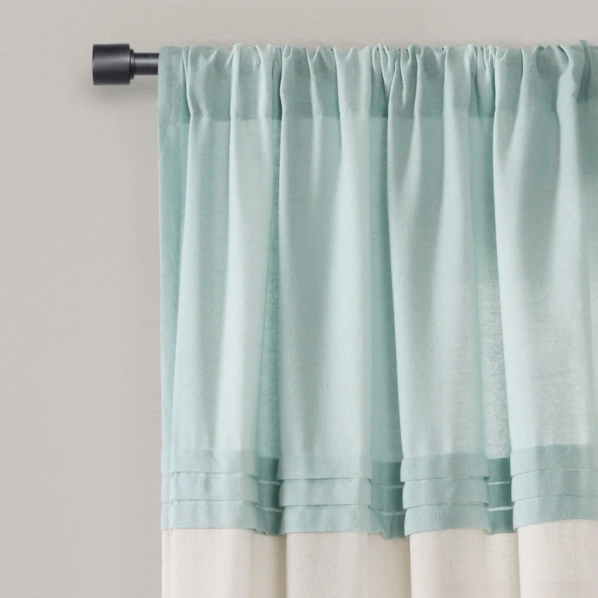 Farmhouse Faux Linen Colorblock Pleated Window Curtains - Image 12