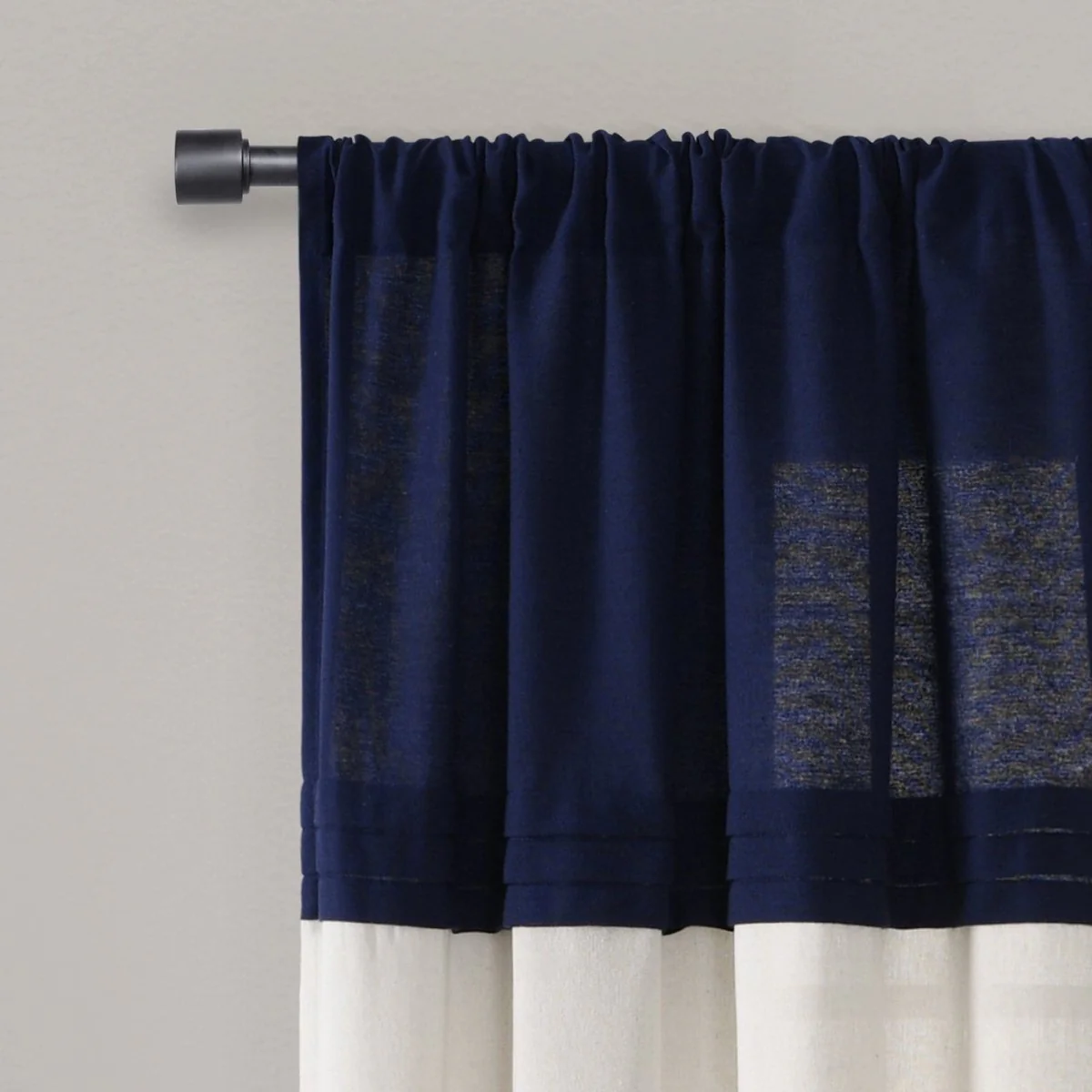 Farmhouse Faux Linen Colorblock Pleated Window Curtains - Image 17