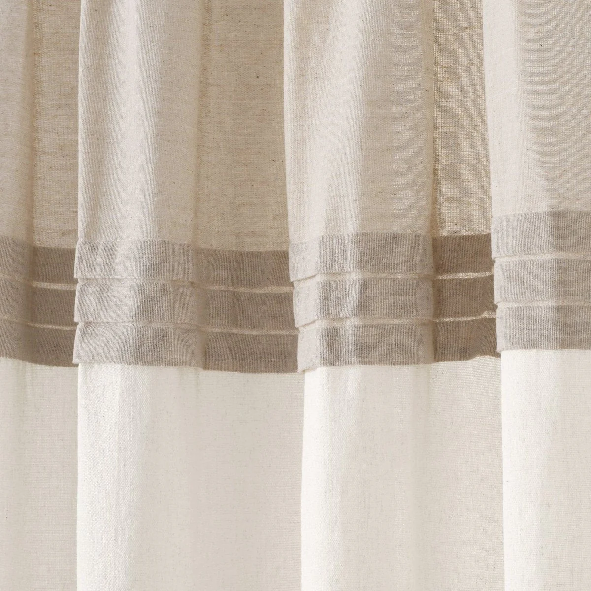 Farmhouse Faux Linen Colorblock Pleated Window Curtains - Image 3