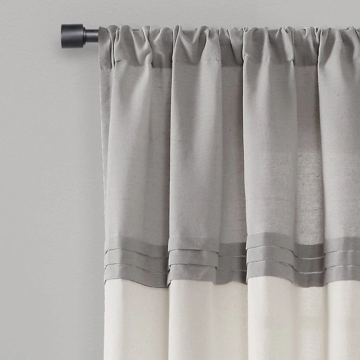 Farmhouse Faux Linen Colorblock Pleated Window Curtains - Image 7