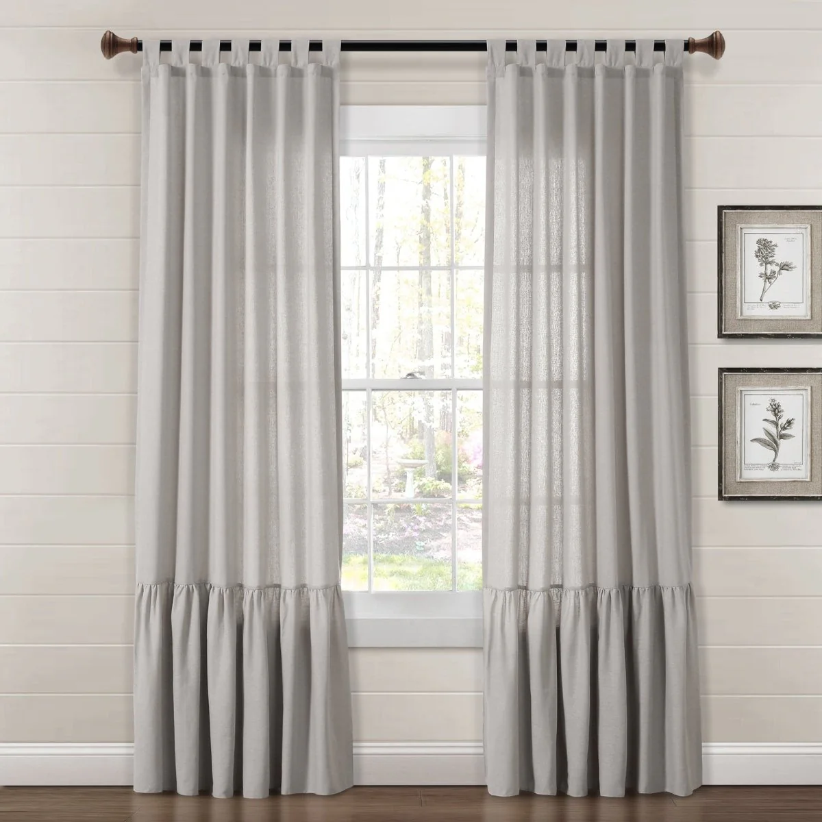 Farmhouse Faux Linen Tab Top Window Curtain Panel - Image 11