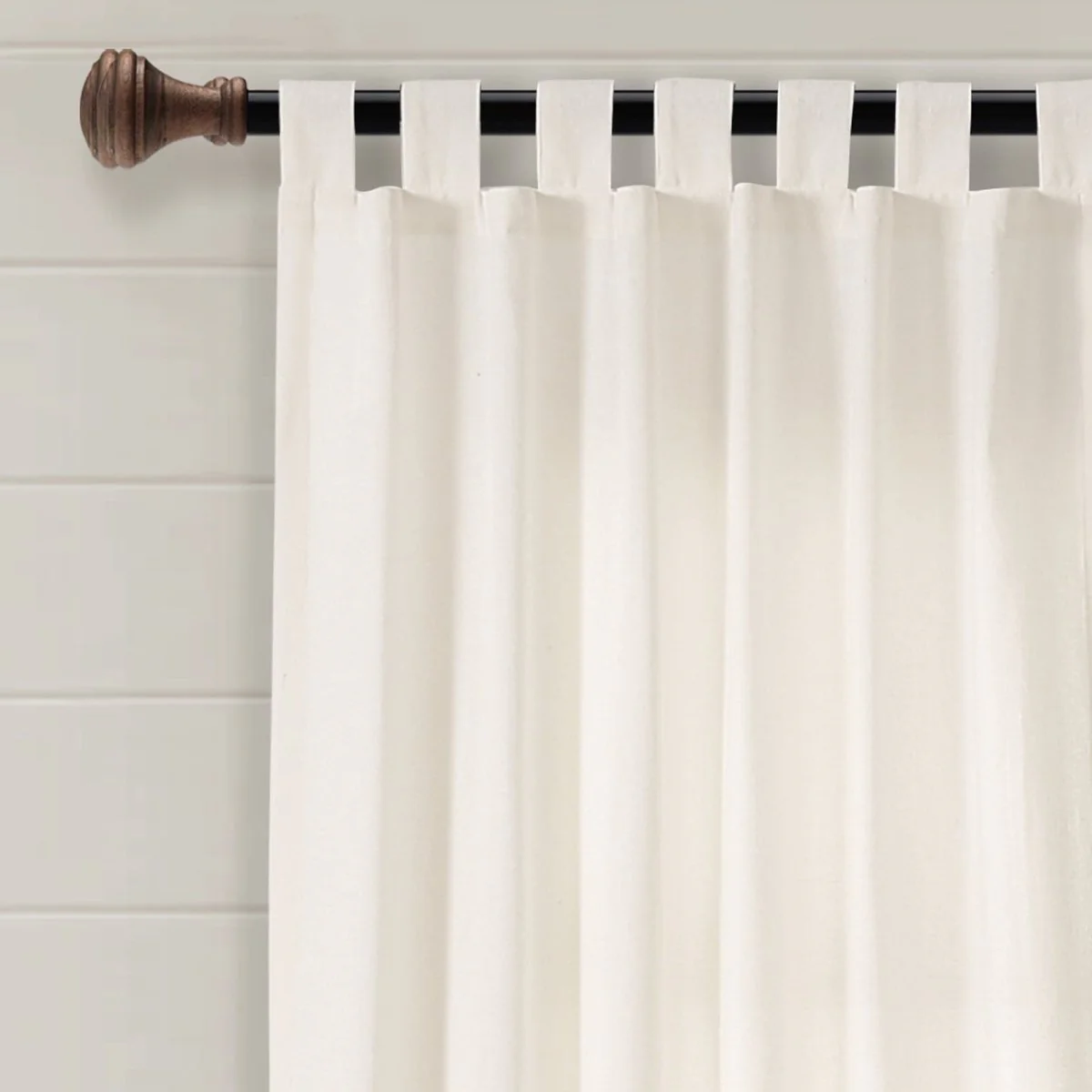 Farmhouse Faux Linen Tab Top Window Curtain Panel - Image 2