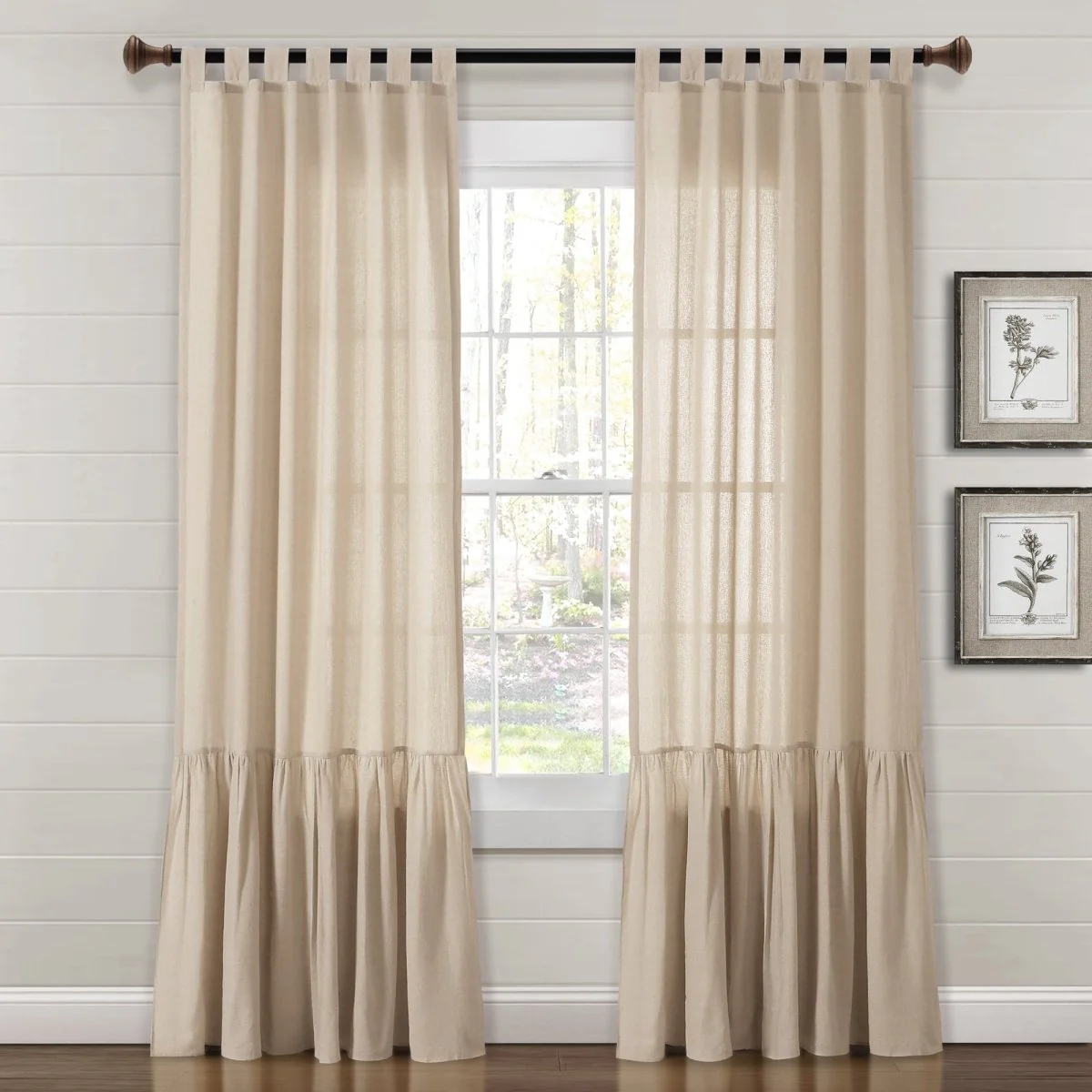 Farmhouse Faux Linen Tab Top Window Curtain Panel - Image 6