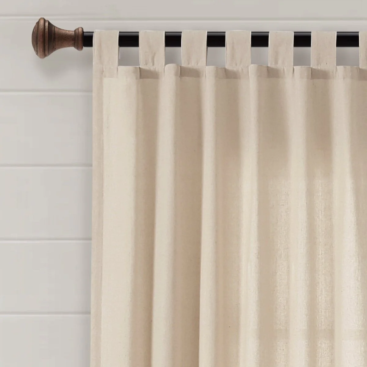 Farmhouse Faux Linen Tab Top Window Curtain Panel - Image 7