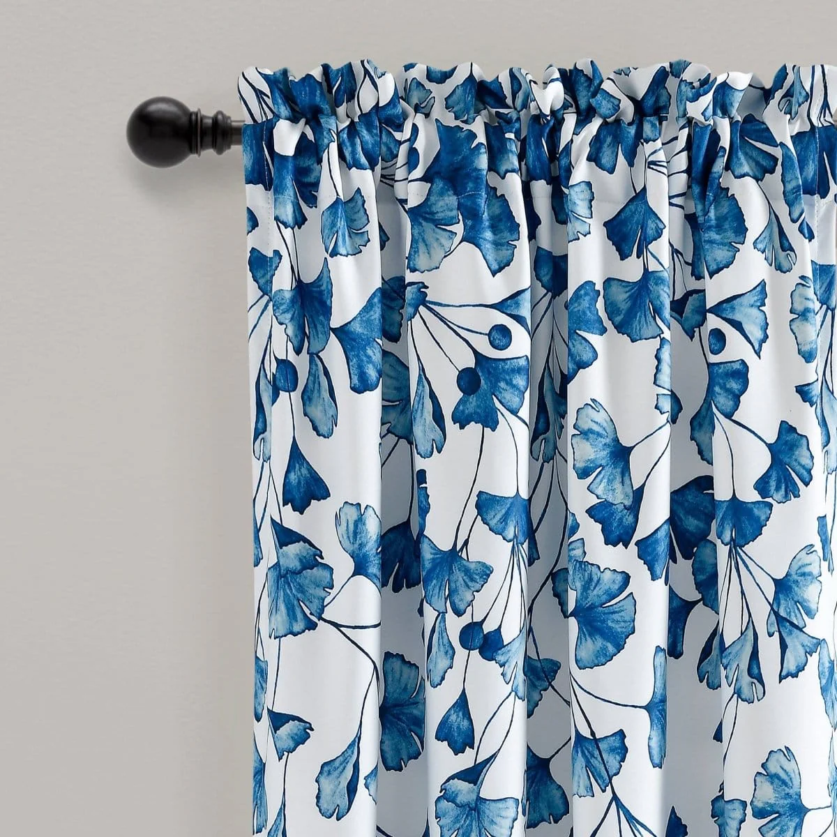 Farmhouse Ginkgo Leaf Light Filtering Window Curtain Panel Set - Image 2
