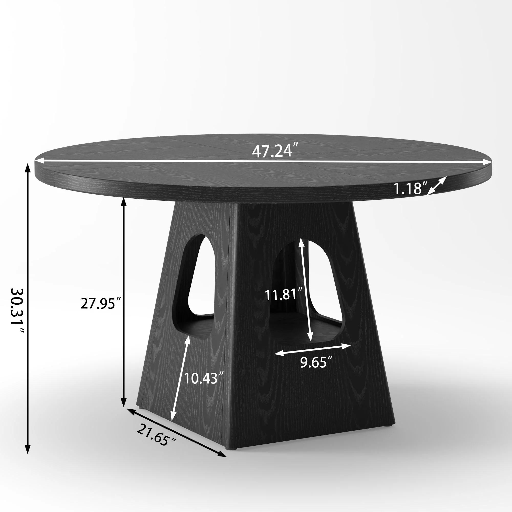 Farmhouse Round Dining Table With Storage Base - Image 3