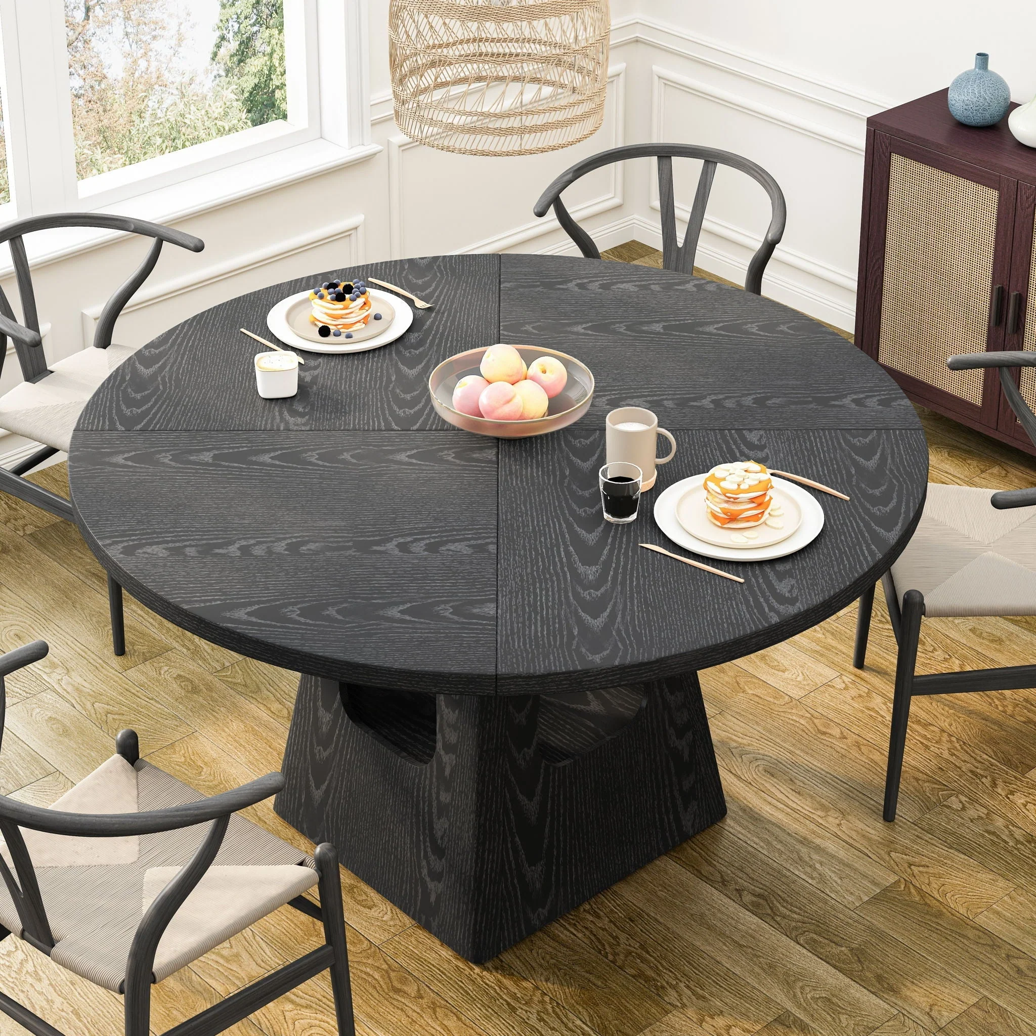 Farmhouse Round Dining Table With Storage Base - Image 4