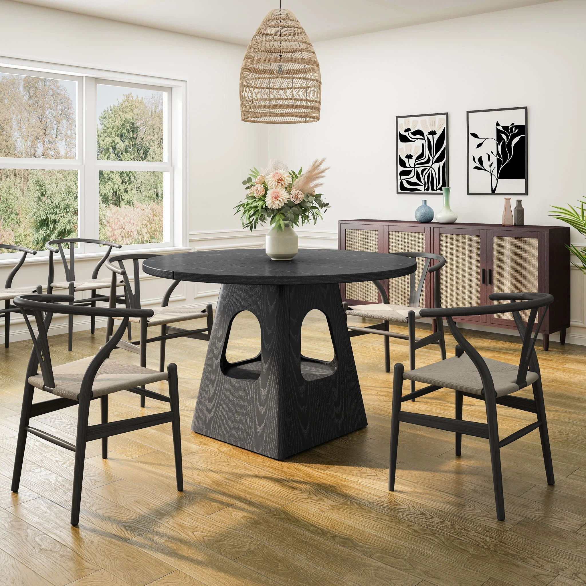Farmhouse Round Dining Table With Storage Base - Image 5