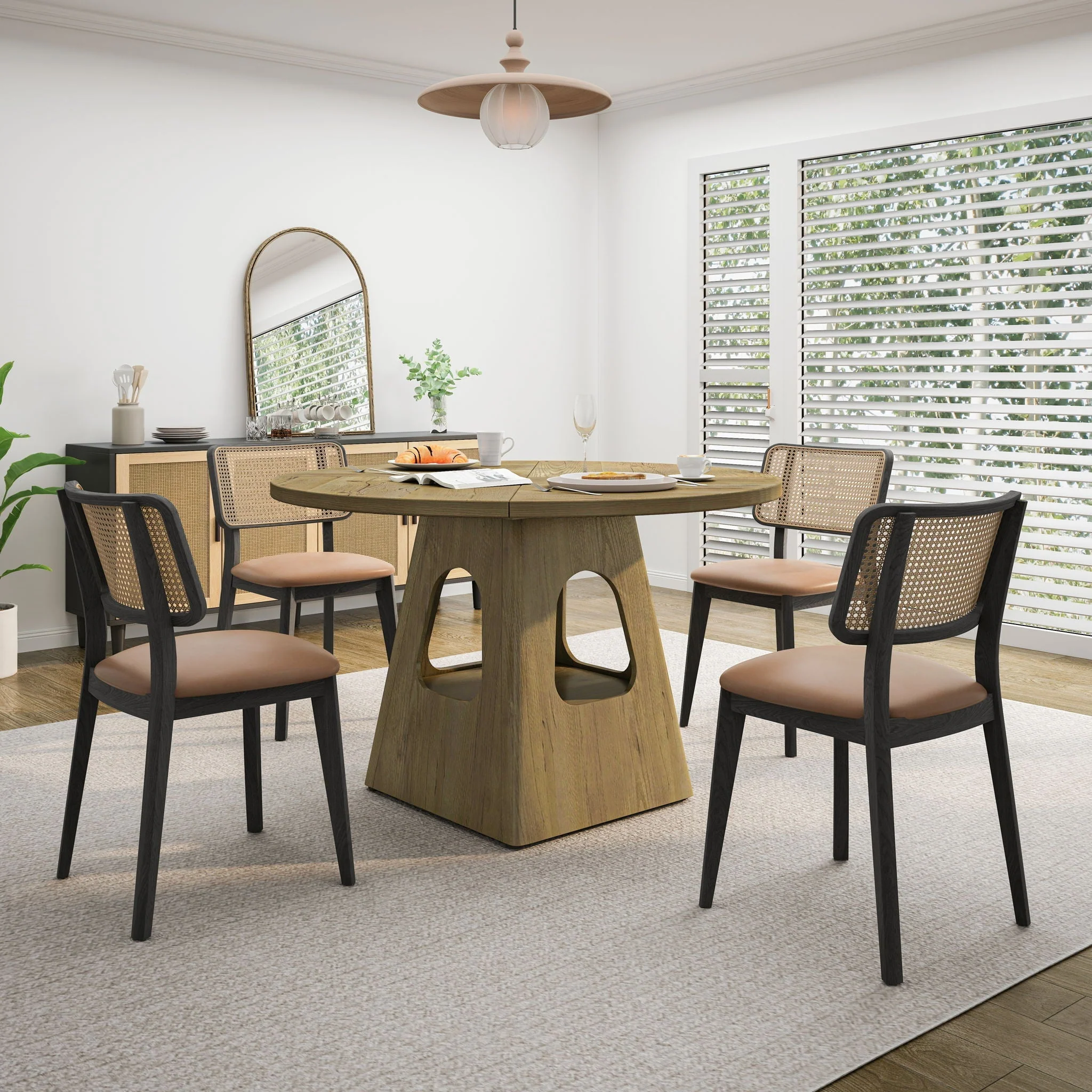 Farmhouse Round Dining Table With Storage Base - Image 6