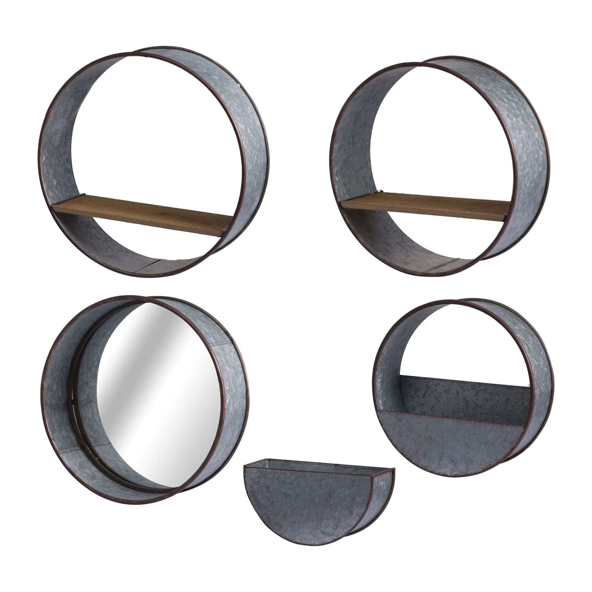 Farmhouse Round Metal Wall Planter (Set of 5) - Gray - Image 2