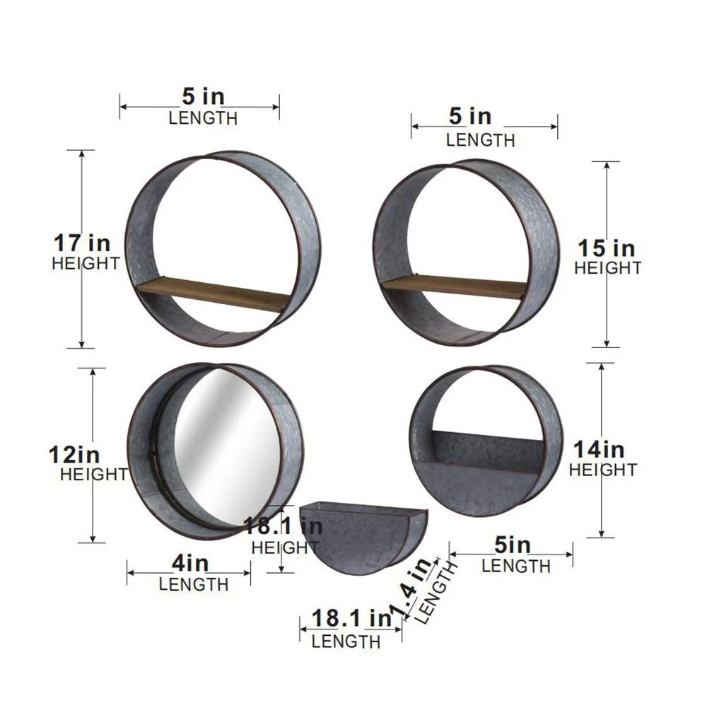 Farmhouse Round Metal Wall Planter (Set of 5) - Gray - Image 5