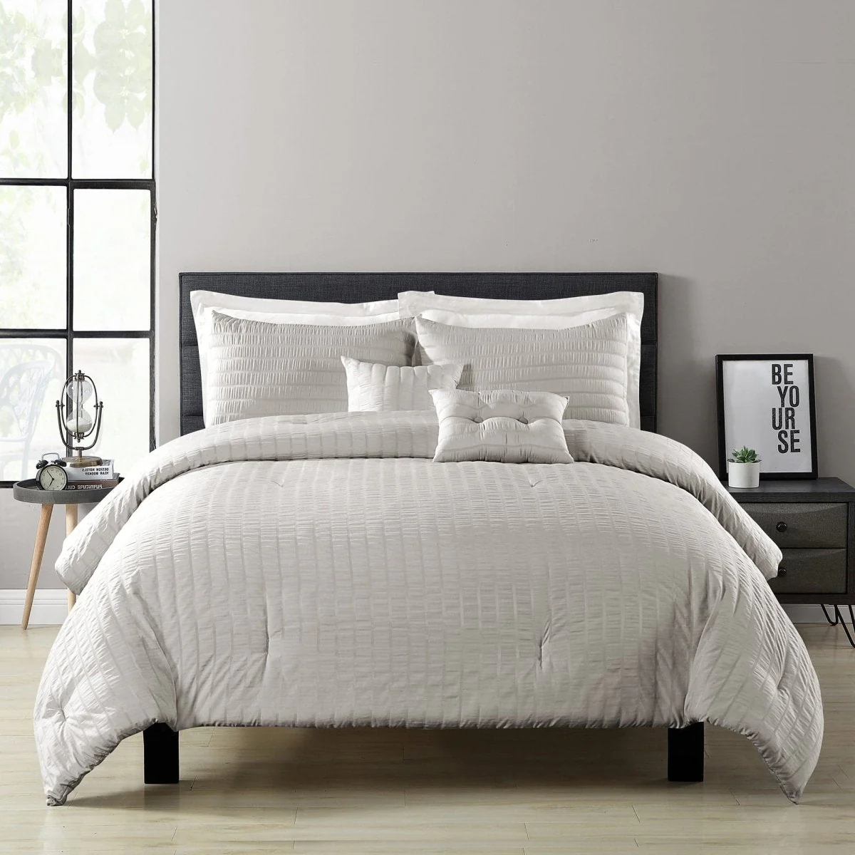 Farmhouse Seersucker 5 Piece Comforter Set - Image 2