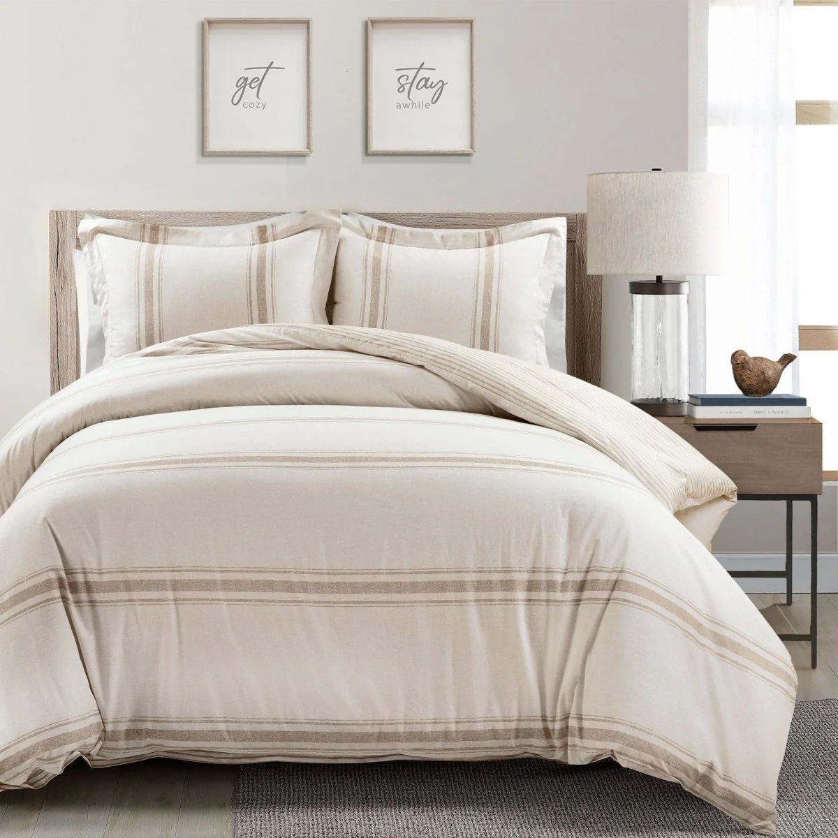 Farmhouse Stripe 100% Cotton Duvet Cover Set - Image 14