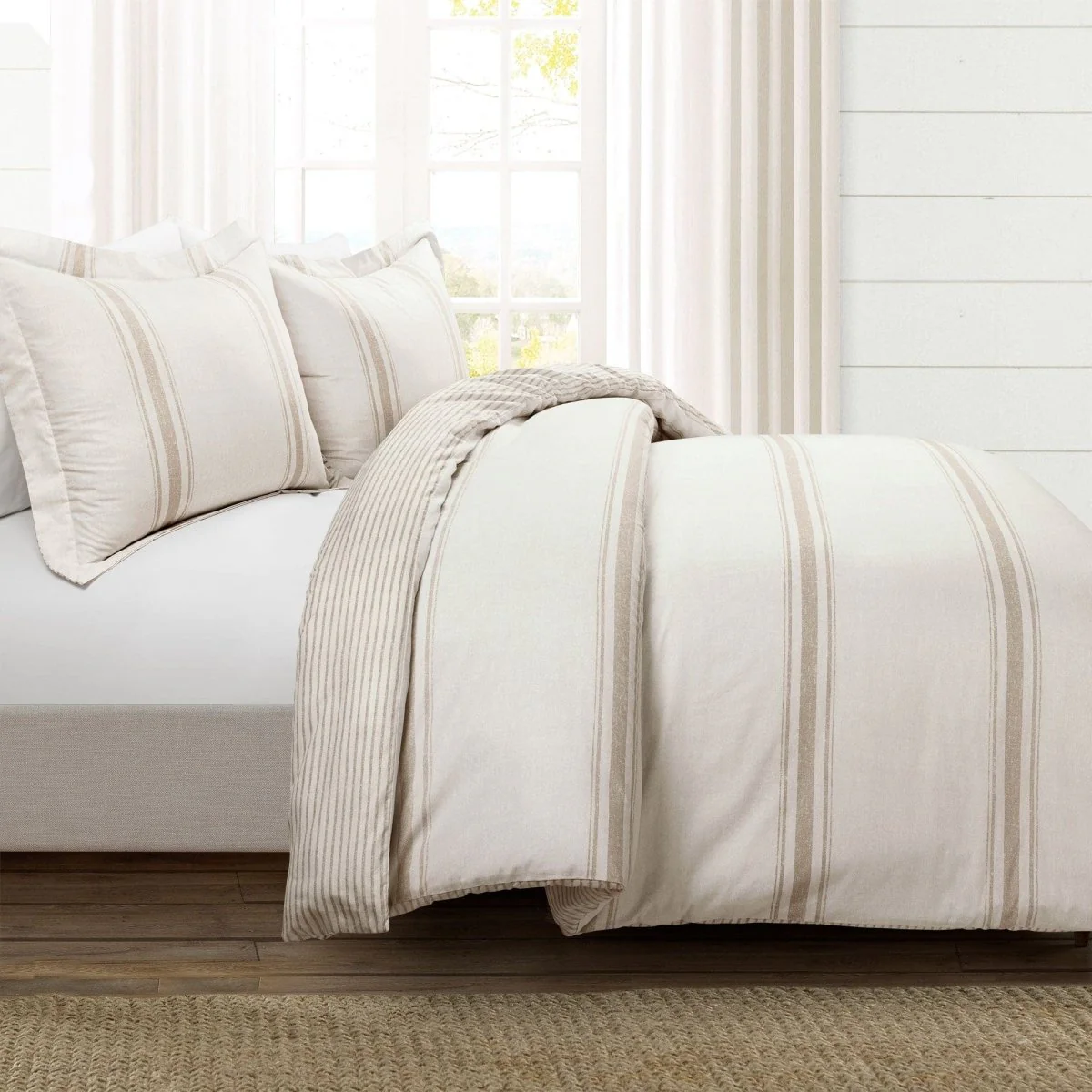 Farmhouse Stripe 100% Cotton Duvet Cover Set - Image 16