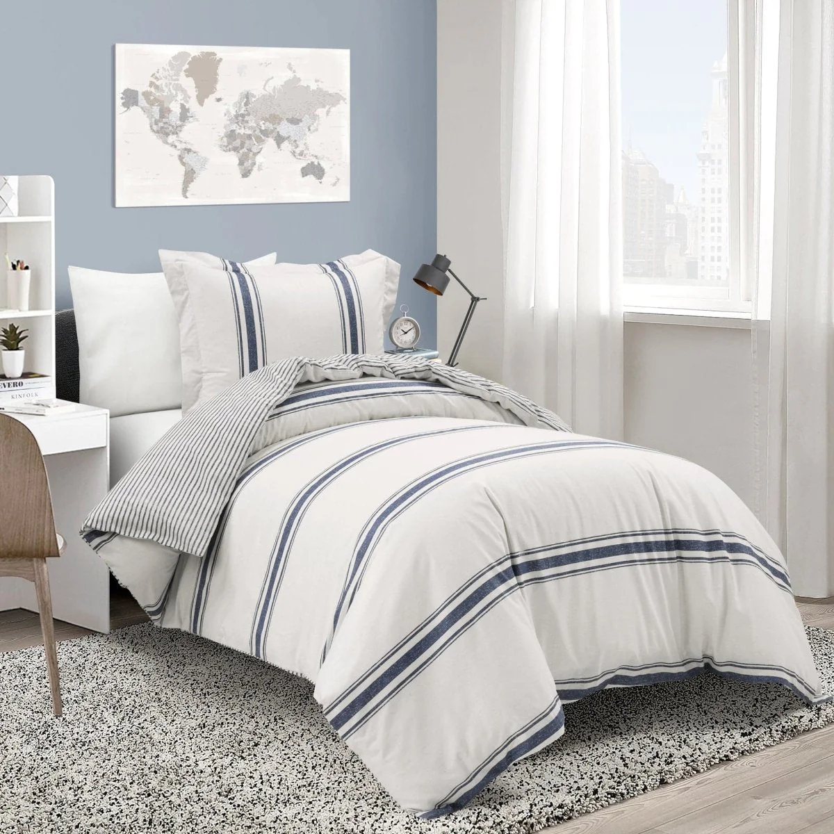 Farmhouse Stripe 100% Cotton Duvet Cover Set - Image 23