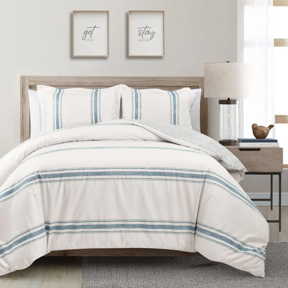 Farmhouse Stripe 100% Cotton Duvet Cover Set - Image 3
