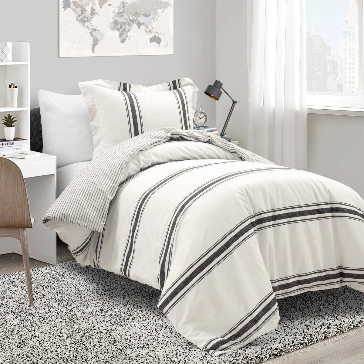 Farmhouse Stripe 100% Cotton Duvet Cover Set - Image 30