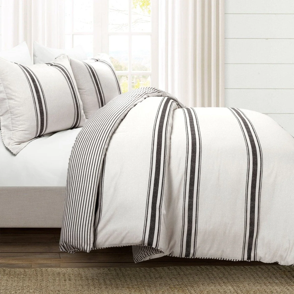 Farmhouse Stripe 100% Cotton Duvet Cover Set - Image 31