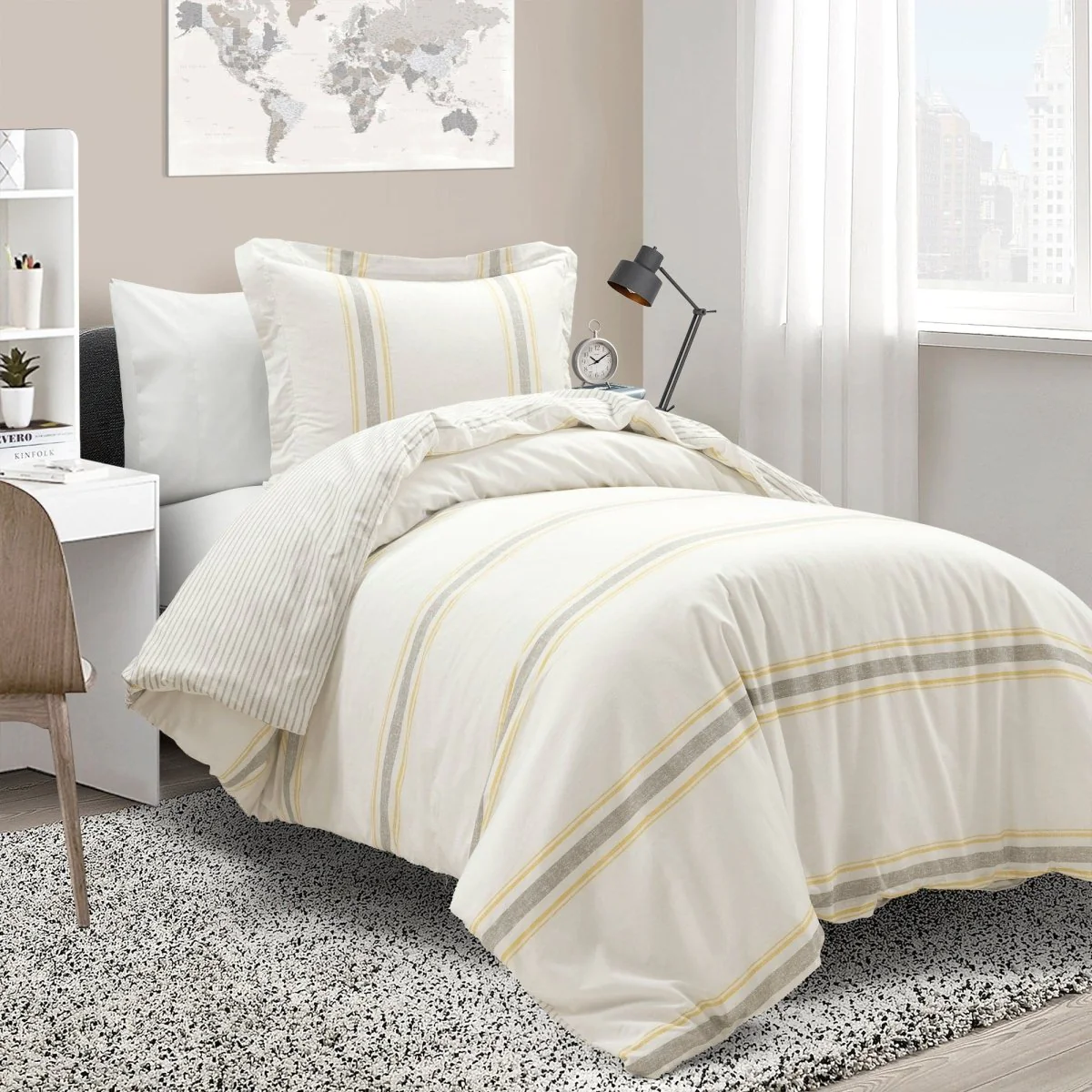 Farmhouse Stripe 100% Cotton Duvet Cover Set - Image 39