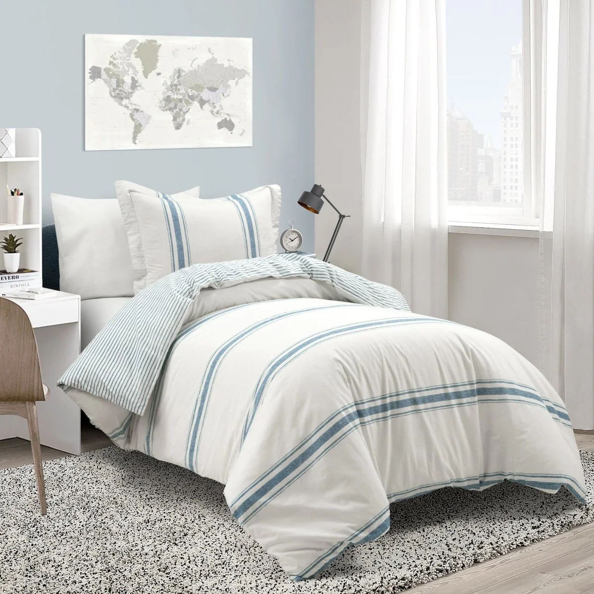 Farmhouse Stripe 100% Cotton Duvet Cover Set - Image 4