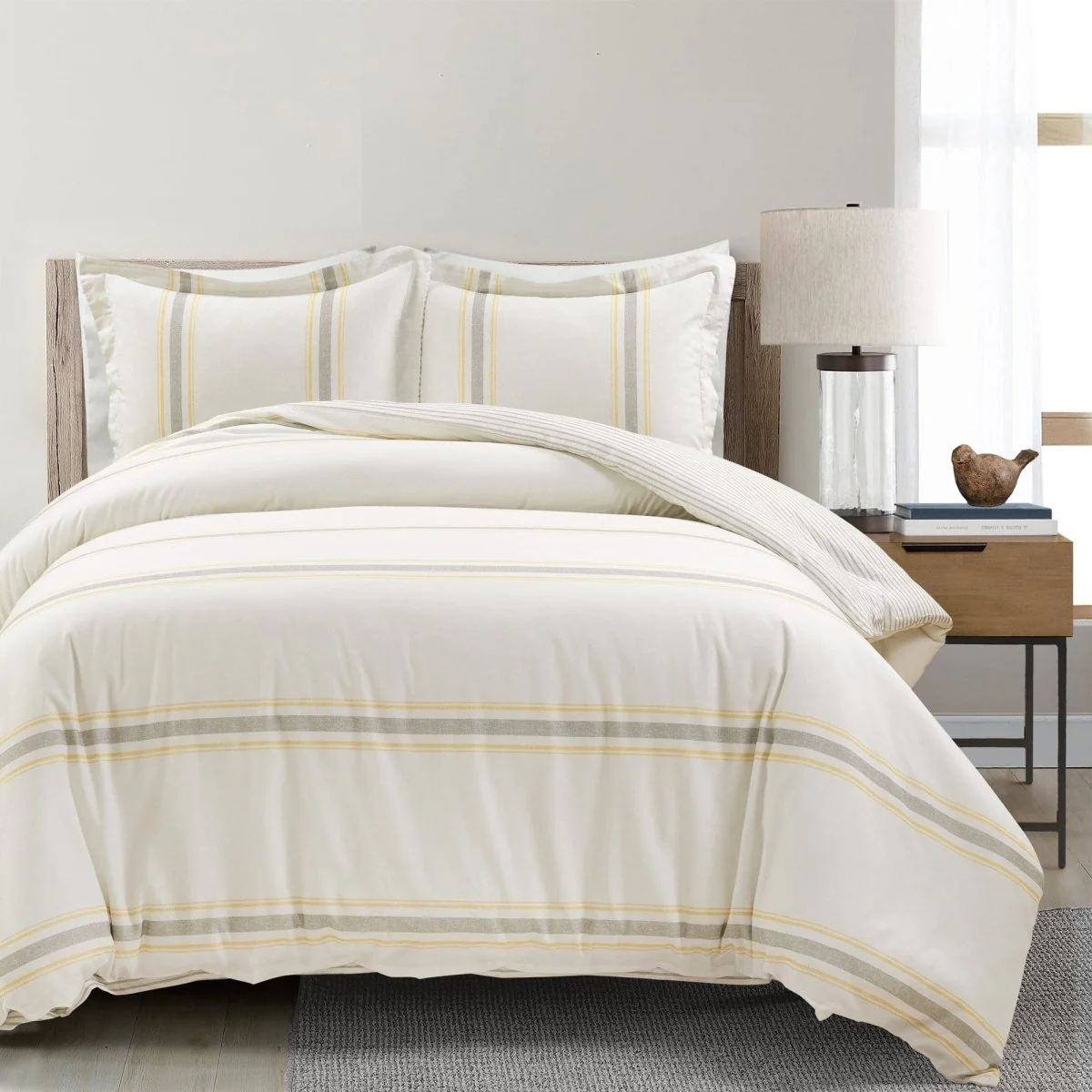 Farmhouse Stripe 100% Cotton Duvet Cover Set - Image 40