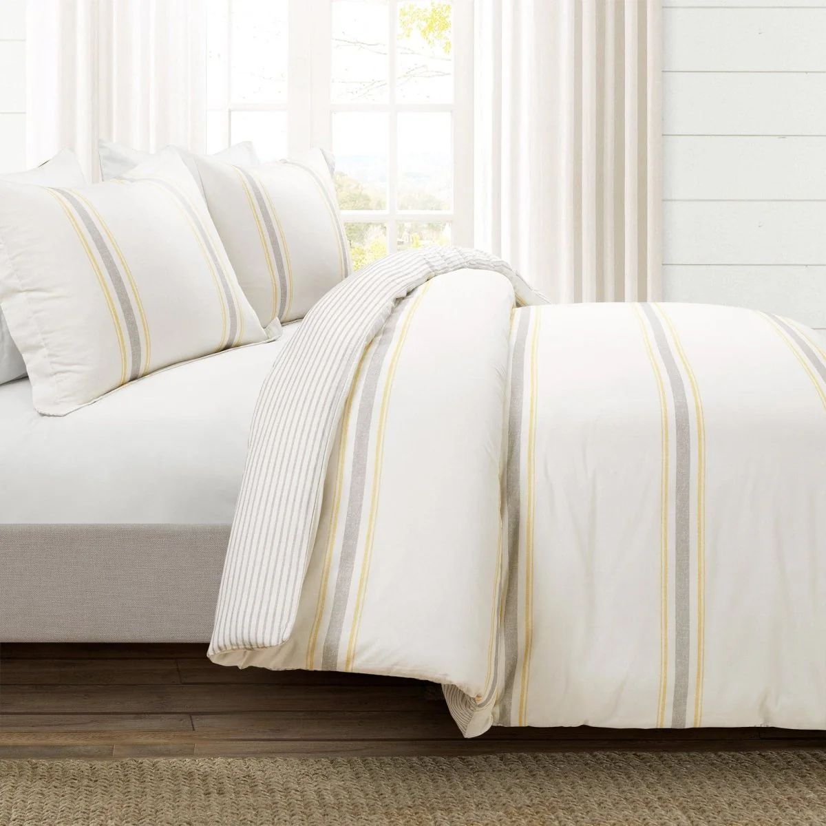 Farmhouse Stripe 100% Cotton Duvet Cover Set - Image 42