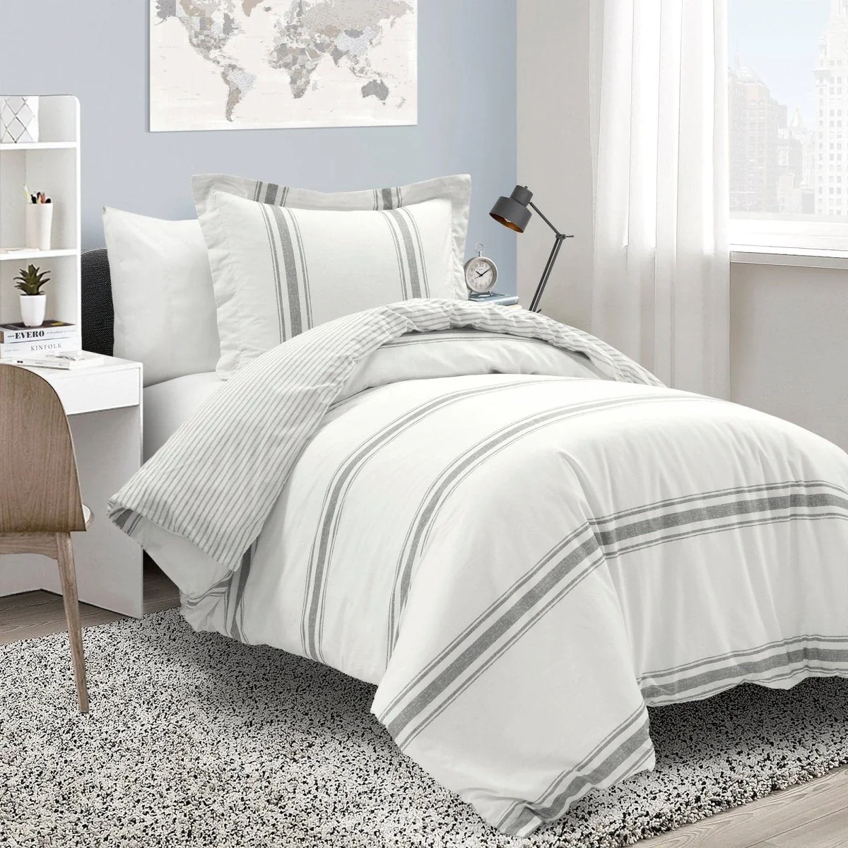 Farmhouse Stripe 100% Cotton Duvet Cover Set - Image 47