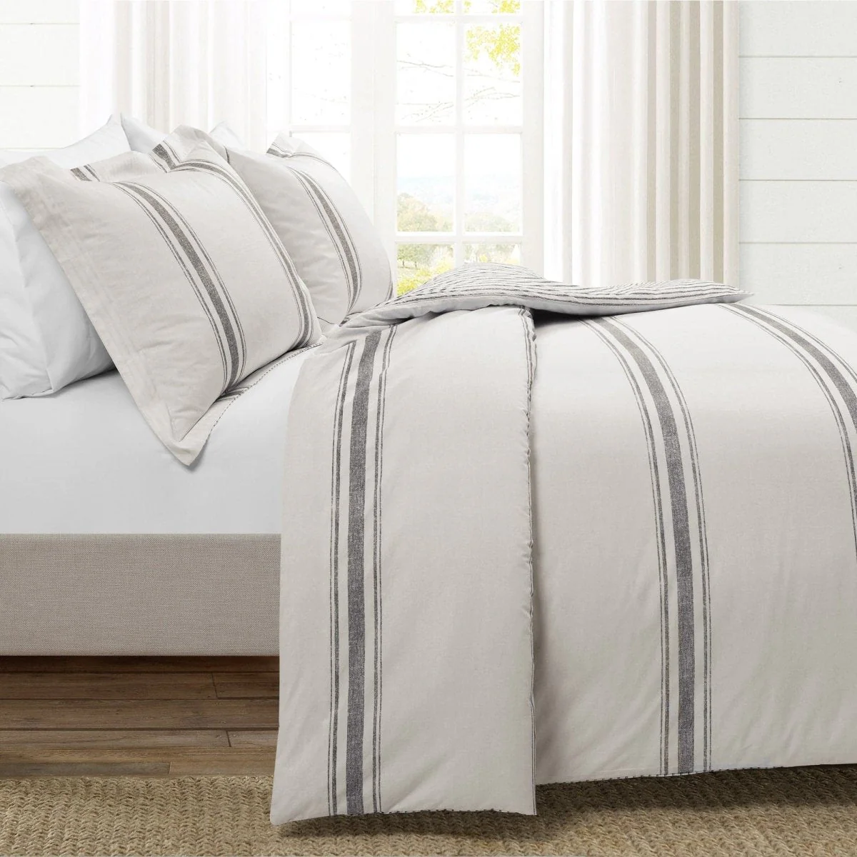 Farmhouse Stripe 100% Cotton Duvet Cover Set - Image 5