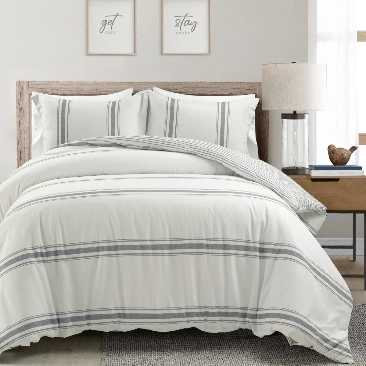 Farmhouse Stripe 100% Cotton Duvet Cover Set - Image 51