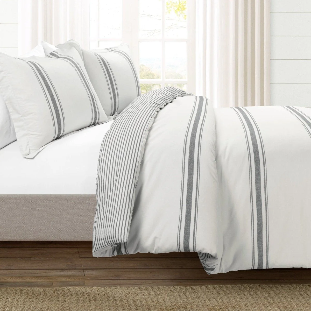 Farmhouse Stripe 100% Cotton Duvet Cover Set - Image 52