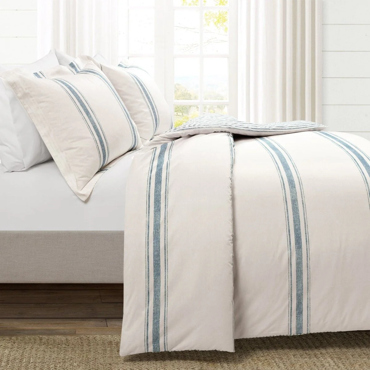 Farmhouse Stripe 100% Cotton Duvet Cover Set - Image 6