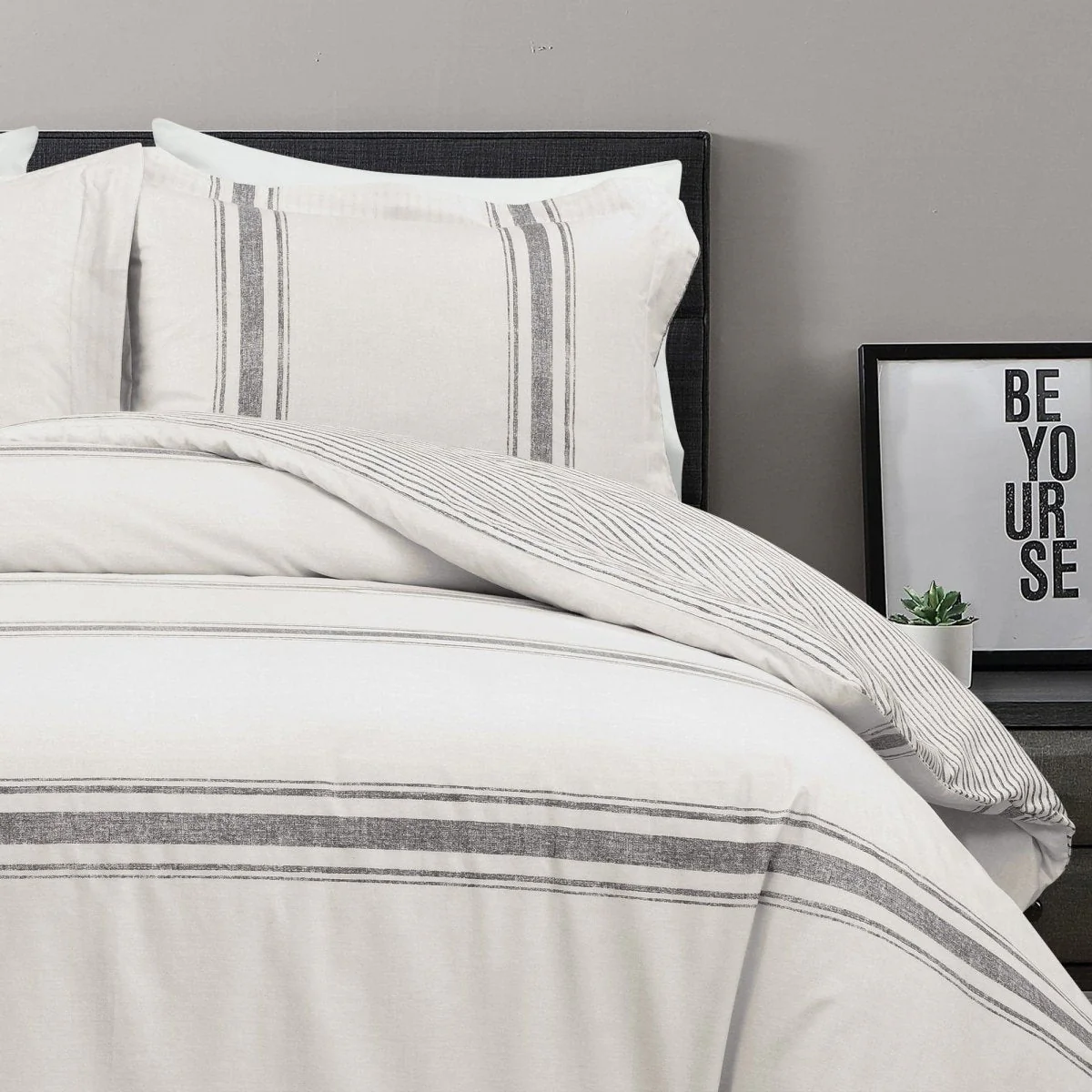 Farmhouse Stripe 100% Cotton Duvet Cover Set - Image 7