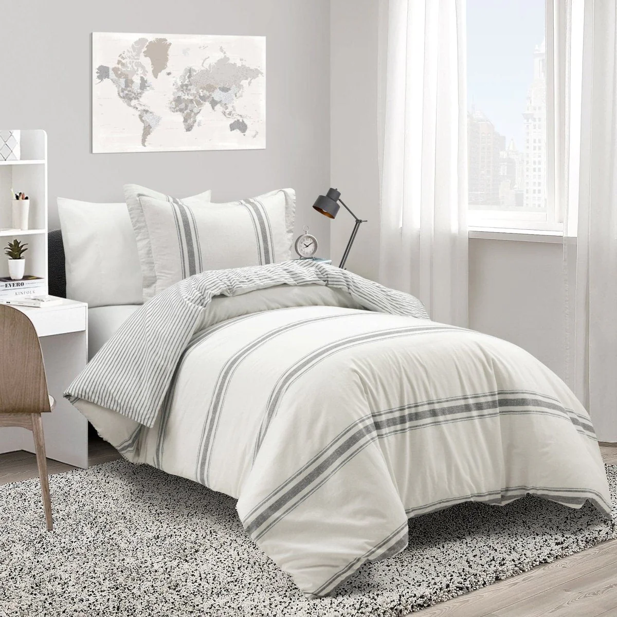 Farmhouse Stripe 100% Cotton Duvet Cover Set - Image 8