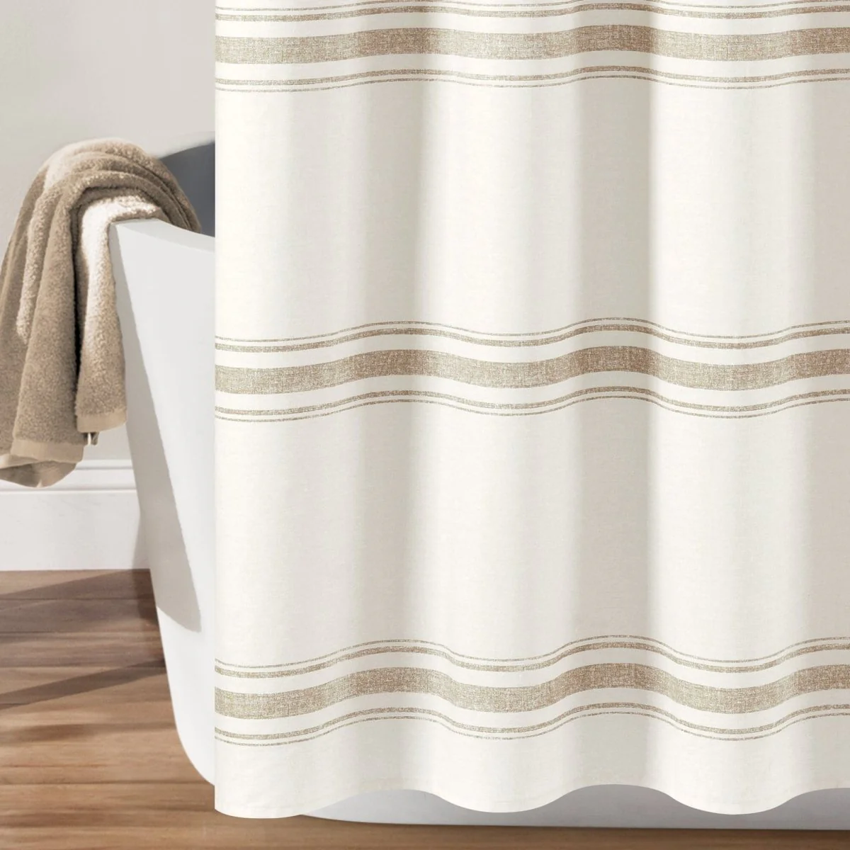 Farmhouse Stripe 100% Cotton Shower Curtain - Image 14