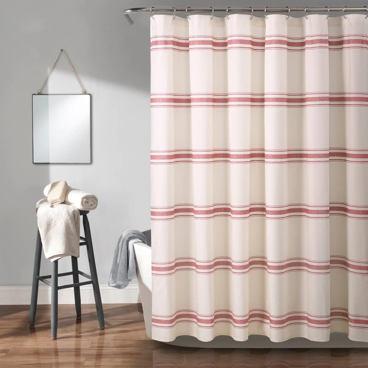 Farmhouse Stripe 100% Cotton Shower Curtain - Image 2