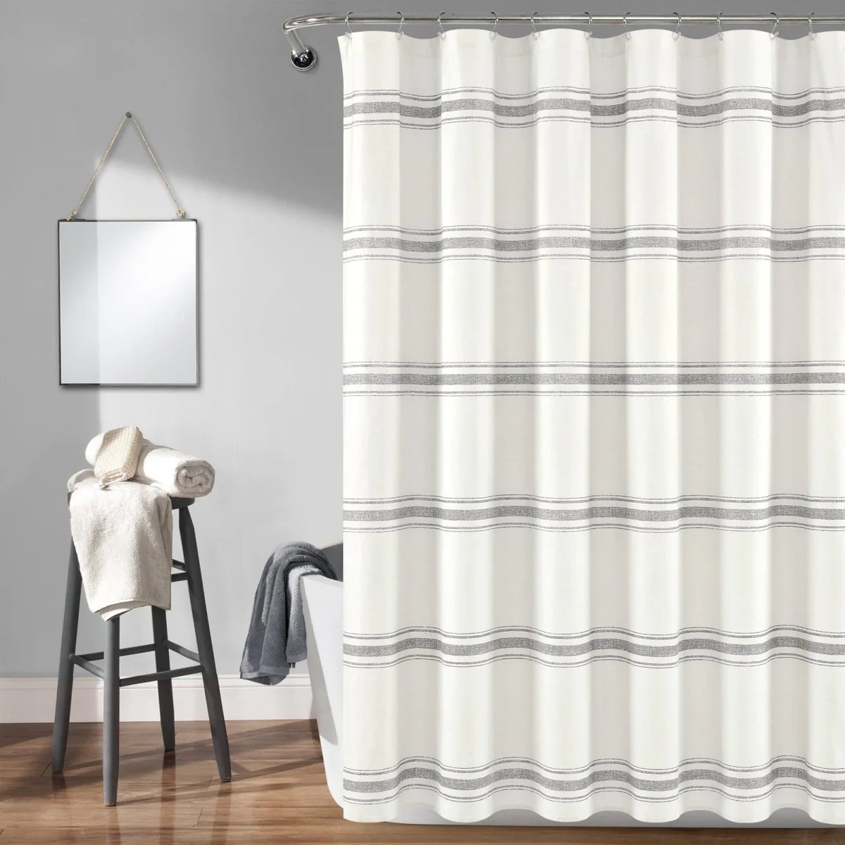 Farmhouse Stripe 100% Cotton Shower Curtain - Image 28