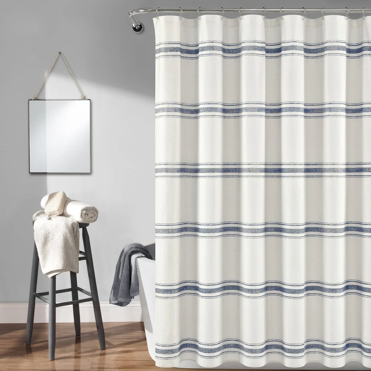 Farmhouse Stripe 100% Cotton Shower Curtain - Image 3