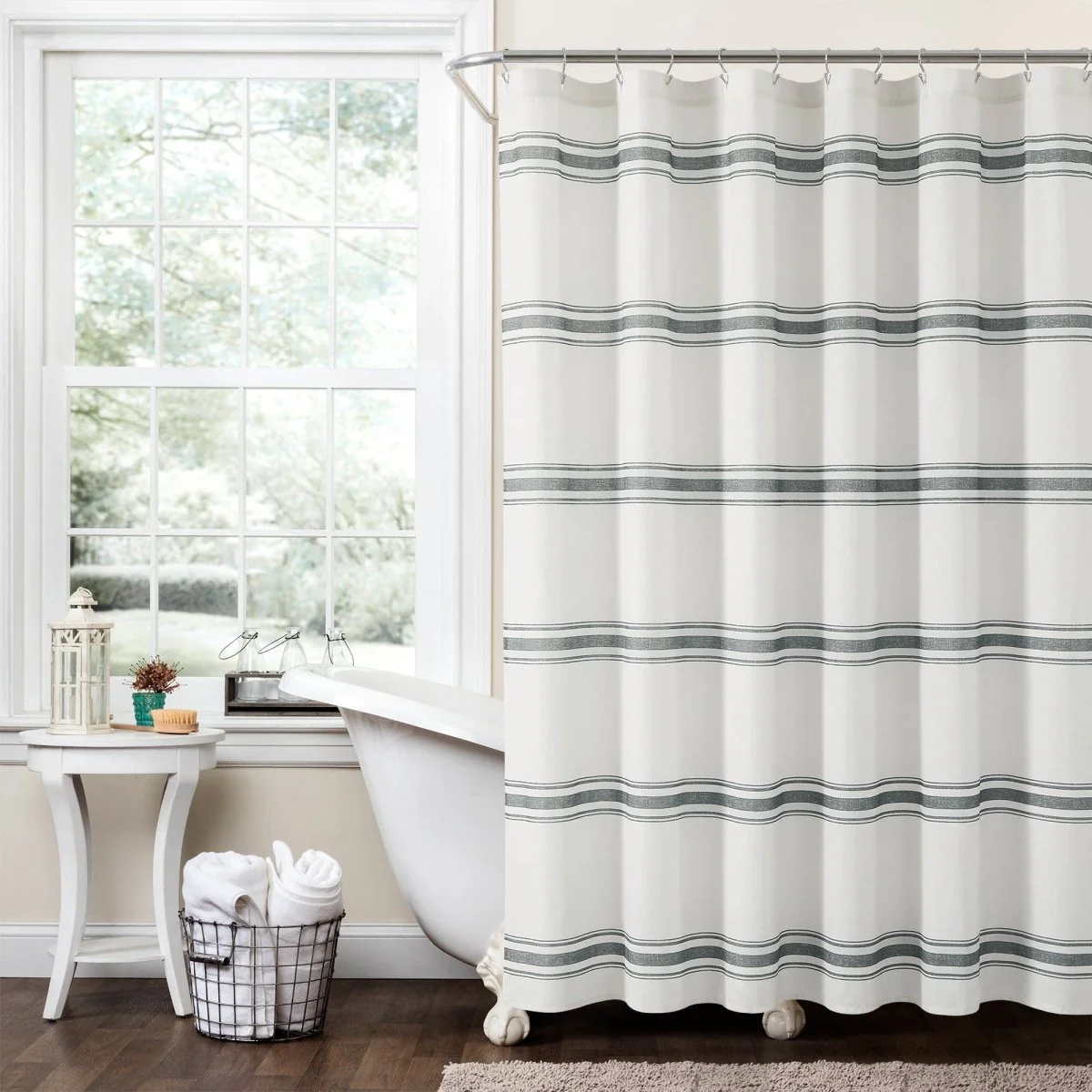 Farmhouse Stripe 100% Cotton Shower Curtain - Image 33