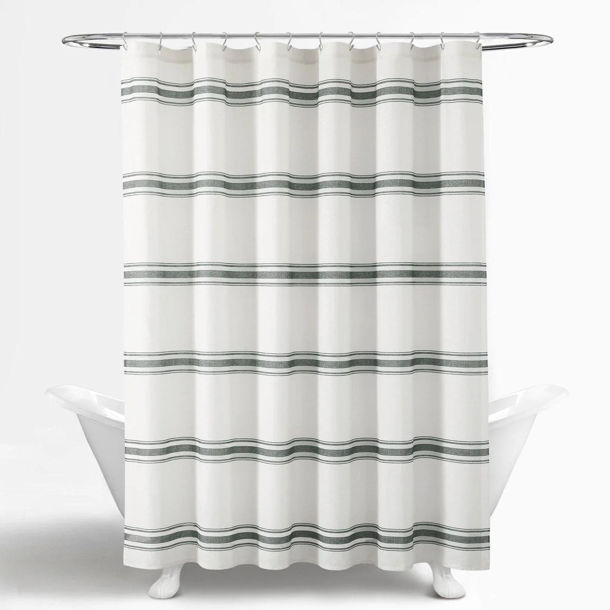 Farmhouse Stripe 100% Cotton Shower Curtain - Image 34