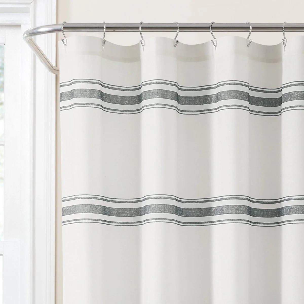 Farmhouse Stripe 100% Cotton Shower Curtain - Image 35