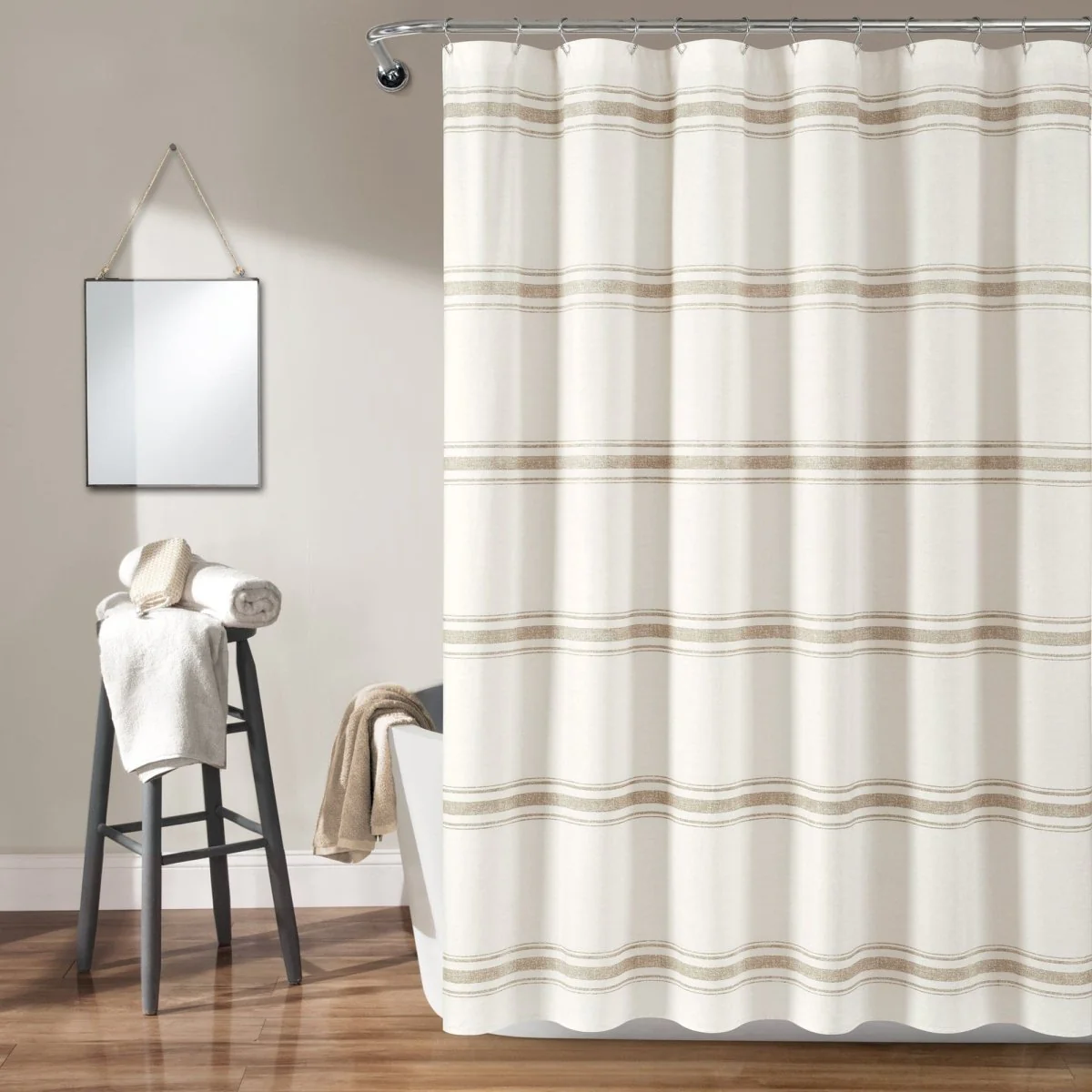 Farmhouse Stripe 100% Cotton Shower Curtain - Image 4