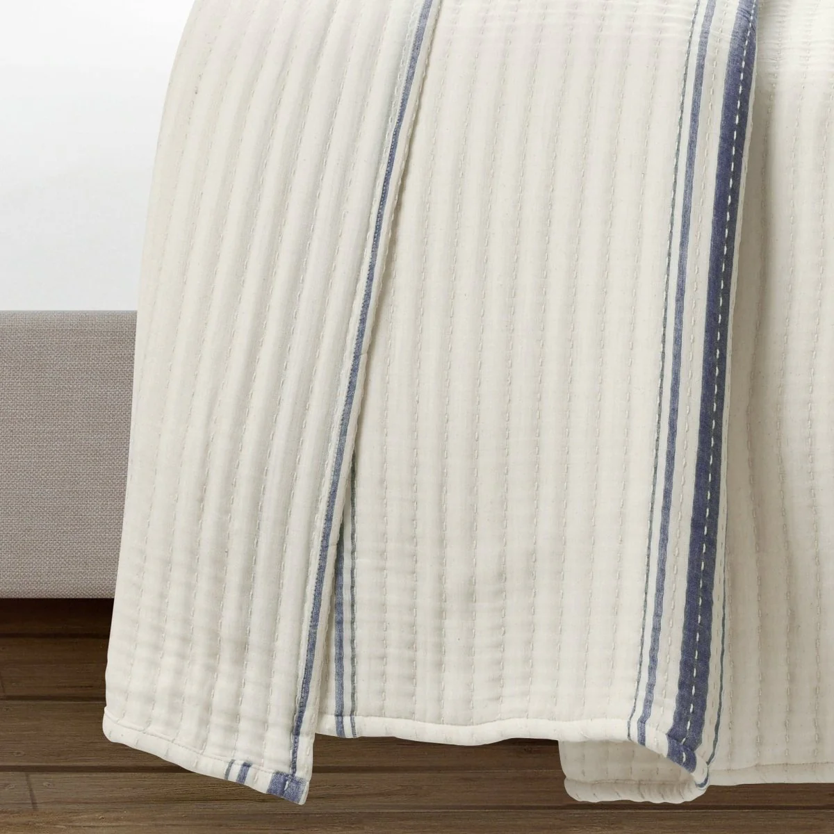 Farmhouse Stripe Kantha Pick Stitch Yarn Dyed Cotton Woven Blanket/Quilt/Coverlet - Image 10